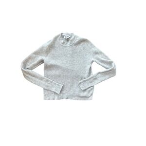 RE/DONE 90s Heather Grey Waffle Knit Wool Cashmere Mock Neck Henley Sweater S